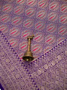 Purple Silk Brocade Meenakari Handloom Banarasi Saree - Sacred Weaves