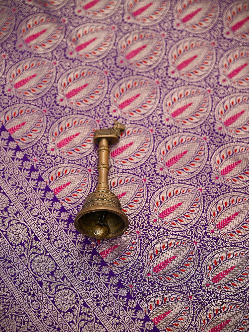Purple Silk Brocade Meenakari Handloom Banarasi Saree - Sacred Weaves