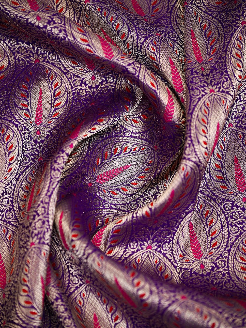 Purple Silk Brocade Meenakari Handloom Banarasi Saree - Sacred Weaves