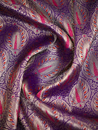 Purple Silk Brocade Meenakari Handloom Banarasi Saree - Sacred Weaves