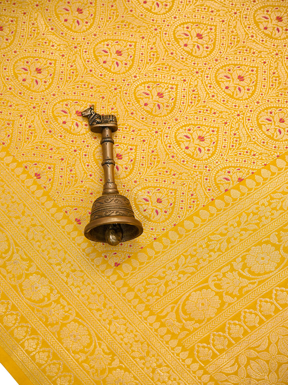 Yellow Silk Brocade Meenakari Handloom Banarasi Saree - Sacred Weaves