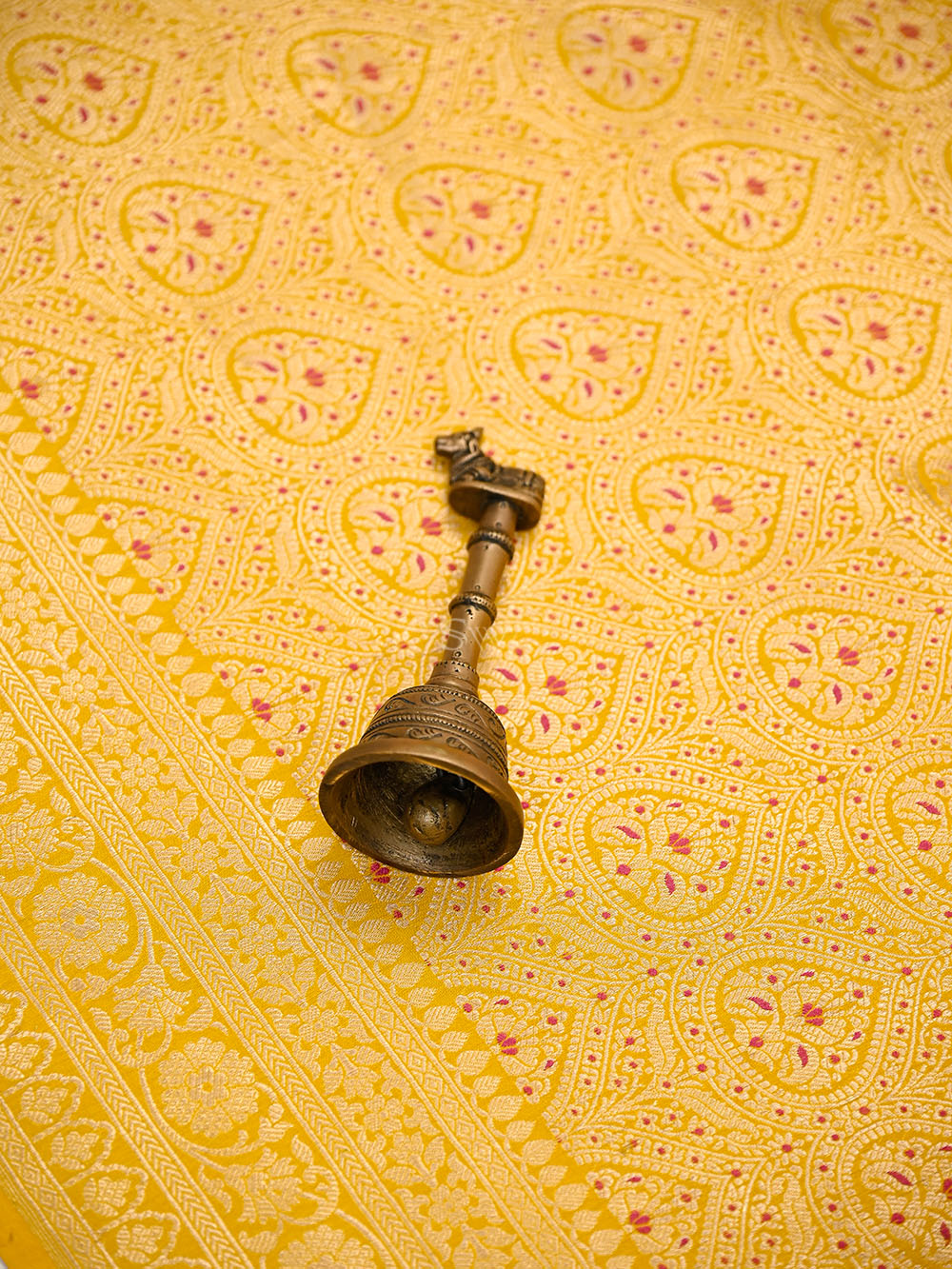 Yellow Silk Brocade Meenakari Handloom Banarasi Saree - Sacred Weaves