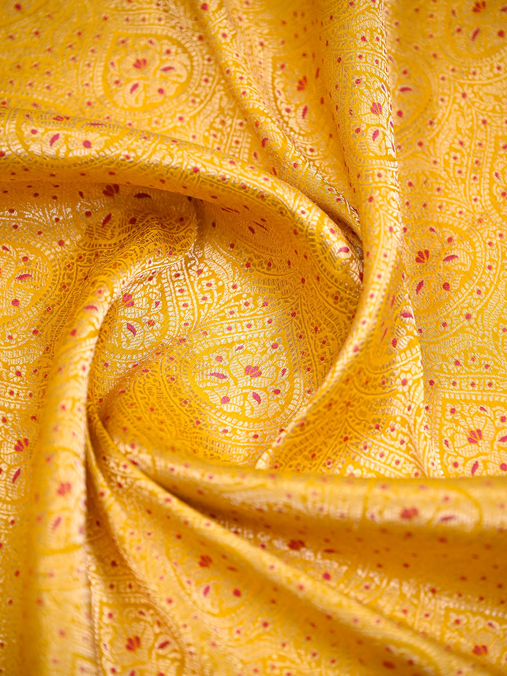 Yellow Silk Brocade Meenakari Handloom Banarasi Saree - Sacred Weaves