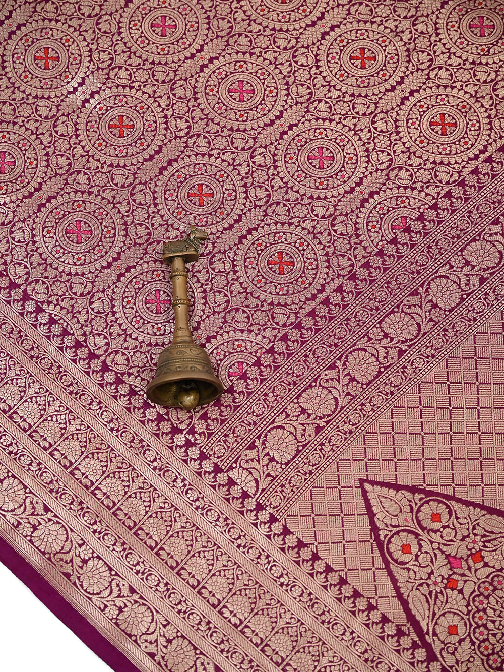 Dark Magenta Meenakari Silk Brocade Handloom Banarasi Saree - Sacred Weaves