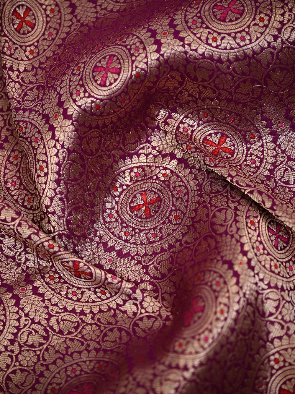 Dark Magenta Meenakari Silk Brocade Handloom Banarasi Saree - Sacred Weaves