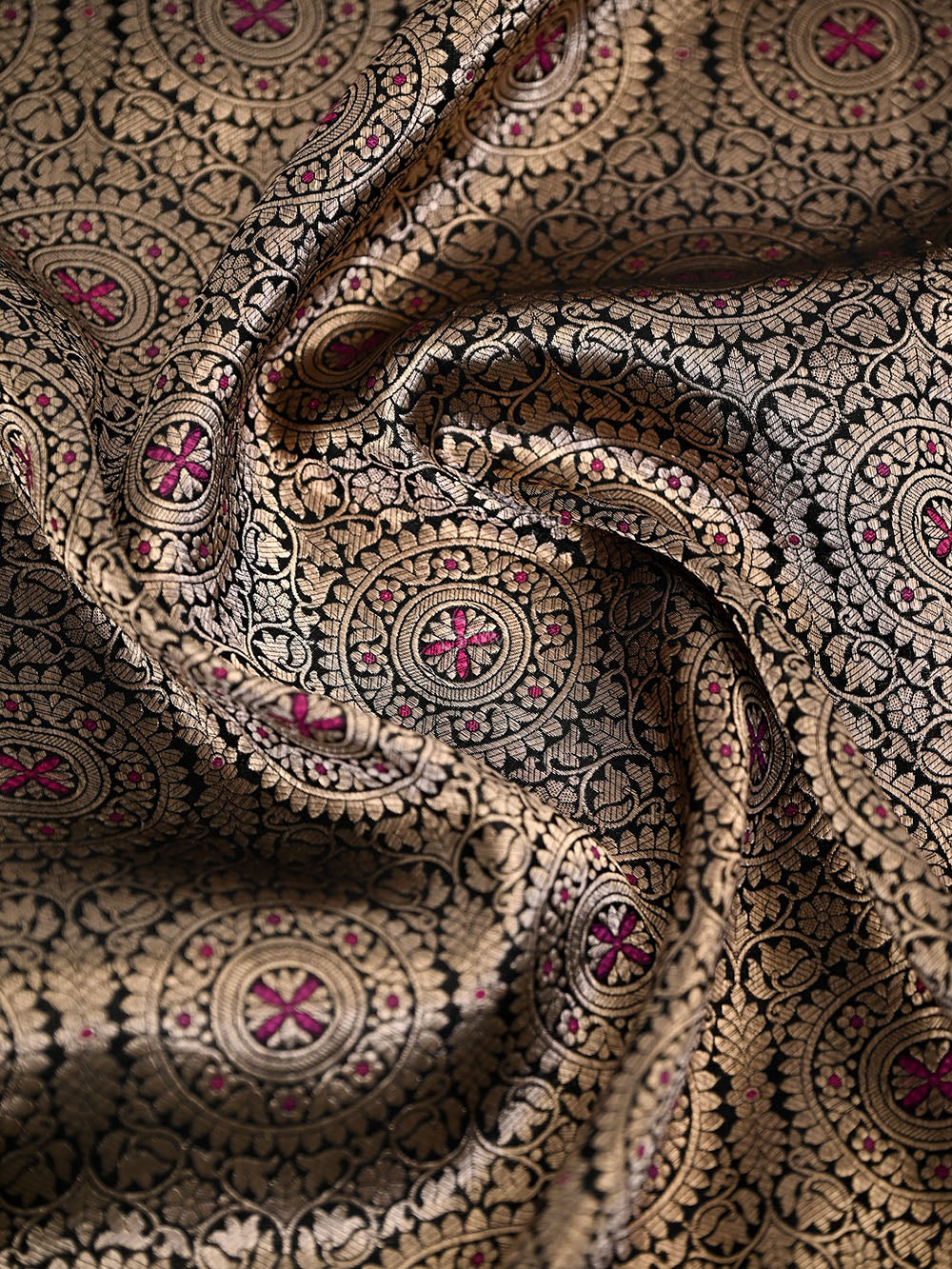 Black Meenakari Silk Zari Brocade Handloom Banarasi Saree - Sacred Weaves