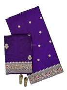 Royal Purple Booti Plain Katan Silk Handloom Banarasi Suit - Sacred Weaves