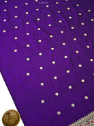 Royal Purple Booti Plain Katan Silk Handloom Banarasi Suit - Sacred Weaves