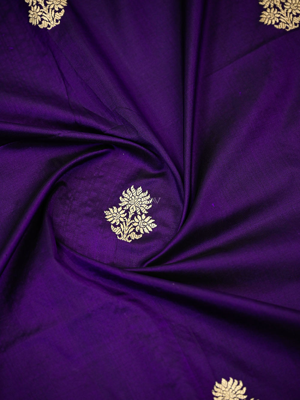 Royal Purple Booti Plain Katan Silk Handloom Banarasi Suit - Sacred Weaves