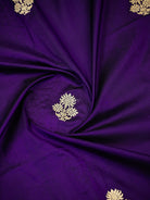 Royal Purple Booti Plain Katan Silk Handloom Banarasi Suit - Sacred Weaves