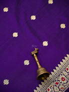 Royal Purple Booti Plain Katan Silk Handloom Banarasi Suit - Sacred Weaves