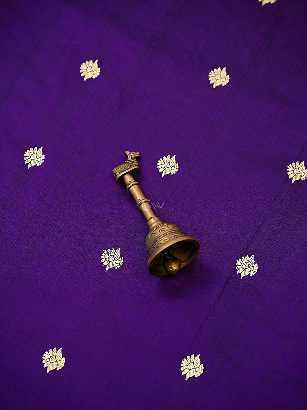 Royal Purple Booti Plain Katan Silk Handloom Banarasi Suit - Sacred Weaves