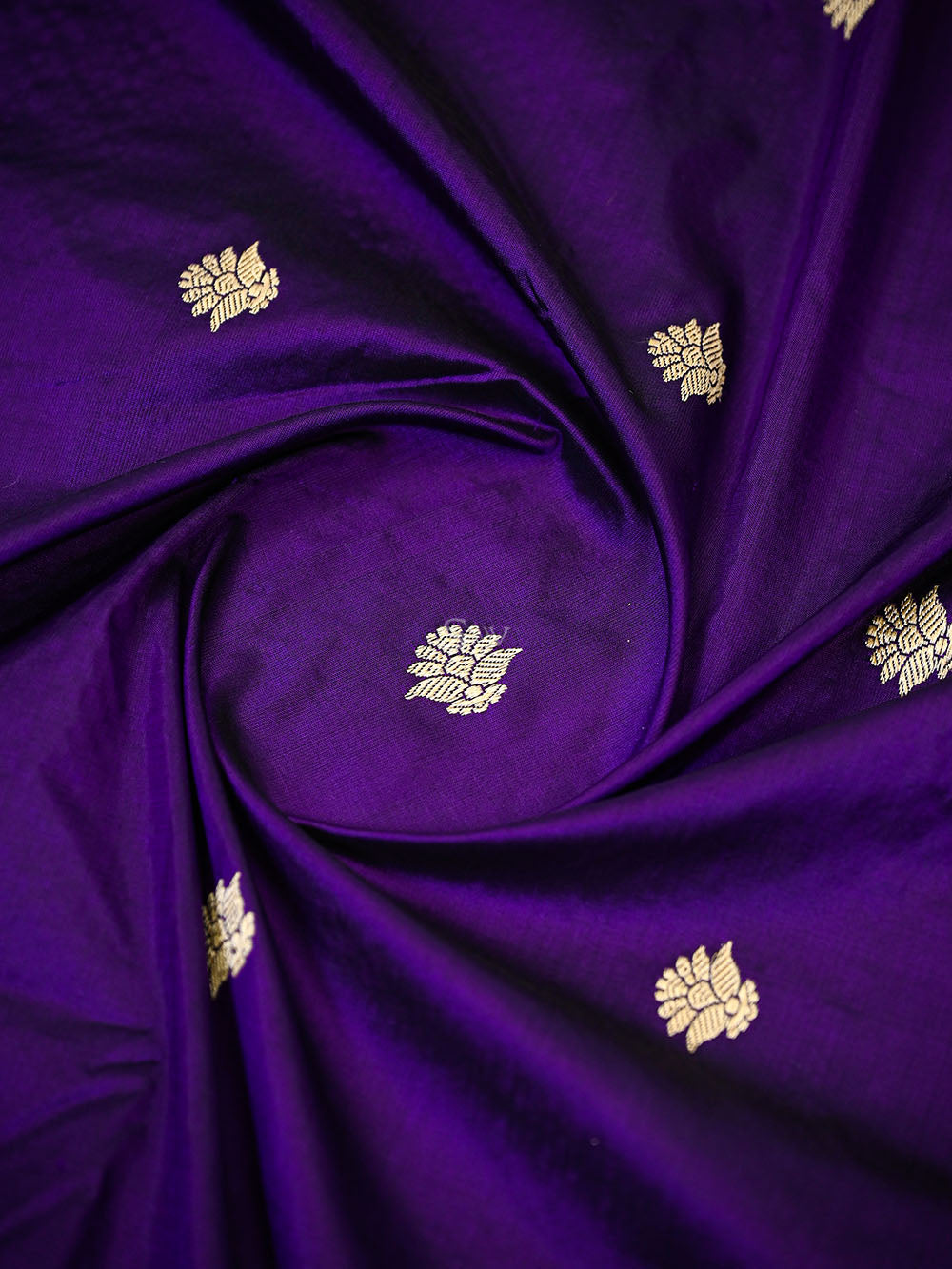 Royal Purple Booti Plain Katan Silk Handloom Banarasi Suit - Sacred Weaves