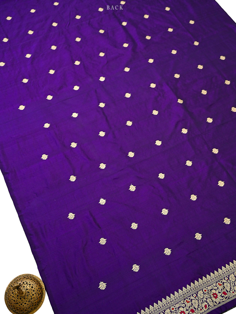 Royal Purple Booti Plain Katan Silk Handloom Banarasi Suit - Sacred Weaves