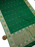 Bottle Green Booti Katan Silk Handloom Banarasi Suit - Sacred Weaves