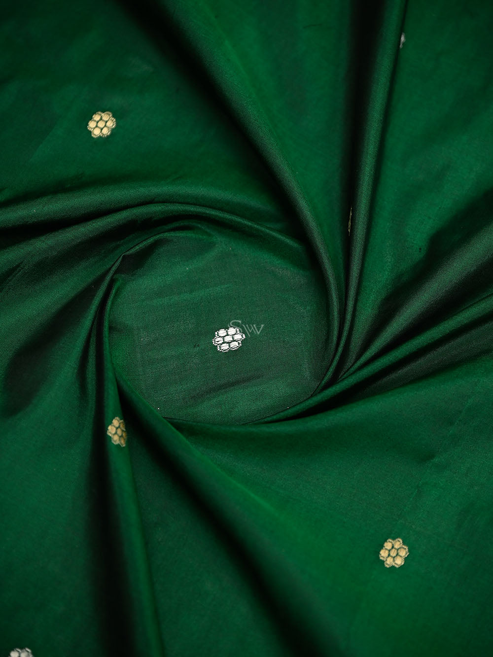 Bottle Green Booti Katan Silk Handloom Banarasi Suit - Sacred Weaves