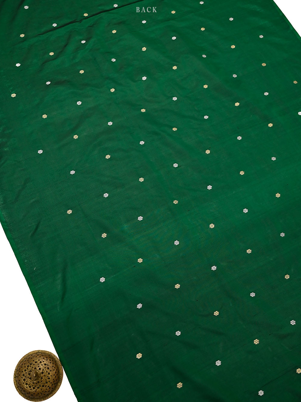 Bottle Green Booti Katan Silk Handloom Banarasi Suit - Sacred Weaves