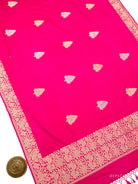 Pink Orange Booti Katan Silk Handloom Banarasi Suit - Sacred Weaves