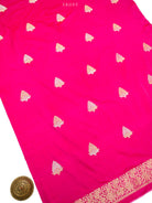 Pink Orange Booti Katan Silk Handloom Banarasi Suit - Sacred Weaves
