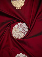 Dark Maroon Booti Katan Silk Handloom Banarasi Suit - Sacred Weaves