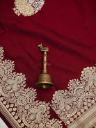 Dark Maroon Booti Katan Silk Handloom Banarasi Suit - Sacred Weaves