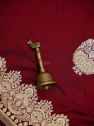 Dark Maroon Booti Katan Silk Handloom Banarasi Suit - Sacred Weaves