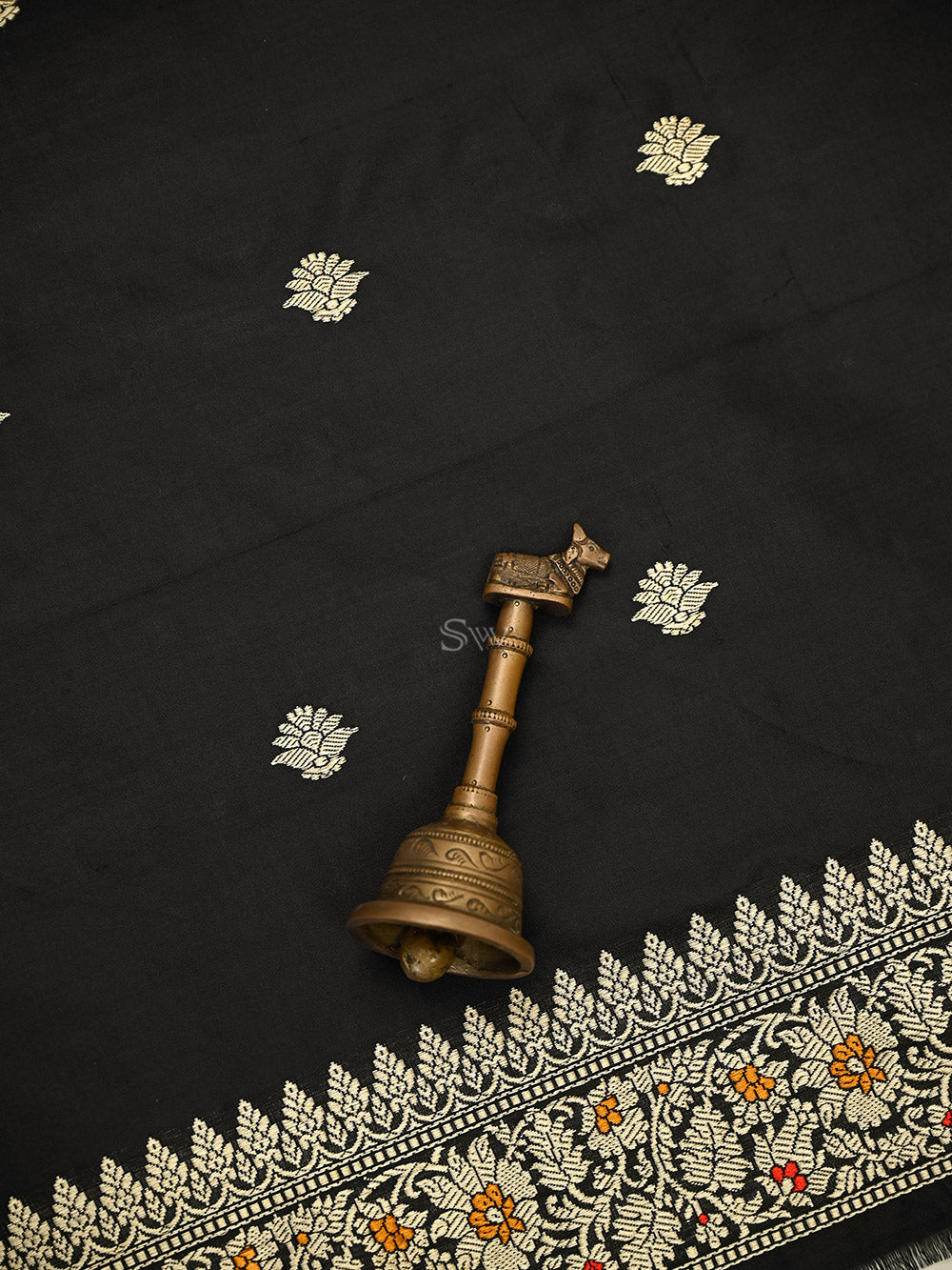 Black Booti Katan Silk Handloom Banarasi Suit - Sacred Weaves