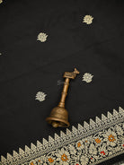 Black Booti Katan Silk Handloom Banarasi Suit - Sacred Weaves