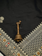 Black Booti Katan Silk Handloom Banarasi Suit - Sacred Weaves
