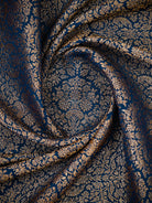Midnight Blue Brocade Crepe Silk Handloom Banarasi Saree - Sacred Weaves