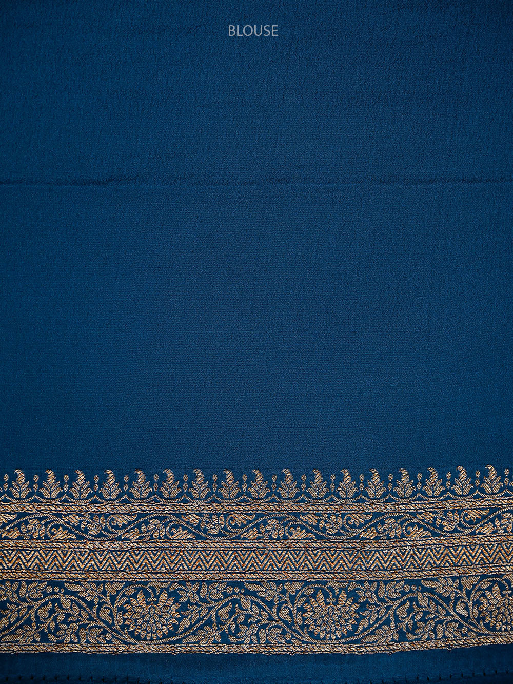 Midnight Blue Brocade Crepe Silk Handloom Banarasi Saree - Sacred Weaves