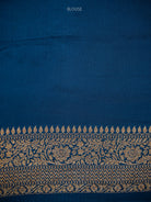 Midnight Blue Zari Brocade Crepe Silk Handloom Banarasi Saree - Sacred Weaves