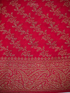 Dark Pink Booti Crepe Silk Handloom Banarasi Saree - Sacred Weaves