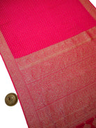 Dark Pink Booti Crepe Silk Handloom Banarasi Saree - Sacred Weaves