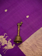 Purple Zari Booti Pure Silk Handloom Banarasi Saree - Sacred Weaves