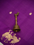 Purple Zari Booti Pure Silk Handloom Banarasi Saree - Sacred Weaves