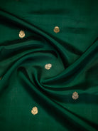 Bottle Green Zari Booti Pure Silk Handloom Banarasi Saree - Sacred Weaves