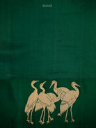 Bottle Green Zari Booti Pure Silk Handloom Banarasi Saree - Sacred Weaves