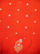 Dark Orange Floral Booti Pure Silk Handloom Banarasi Saree - Sacred Weaves