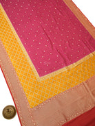 Magenta Booti Moonga Tussar Silk Handloom Banarasi Saree - Sacred Weaves