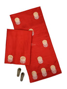 Red Sona Roopa Booti Satin Silk Handloom Banarasi Suit - Sacred Weaves