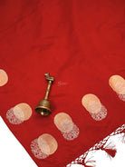 Red Sona Roopa Booti Satin Silk Handloom Banarasi Suit - Sacred Weaves