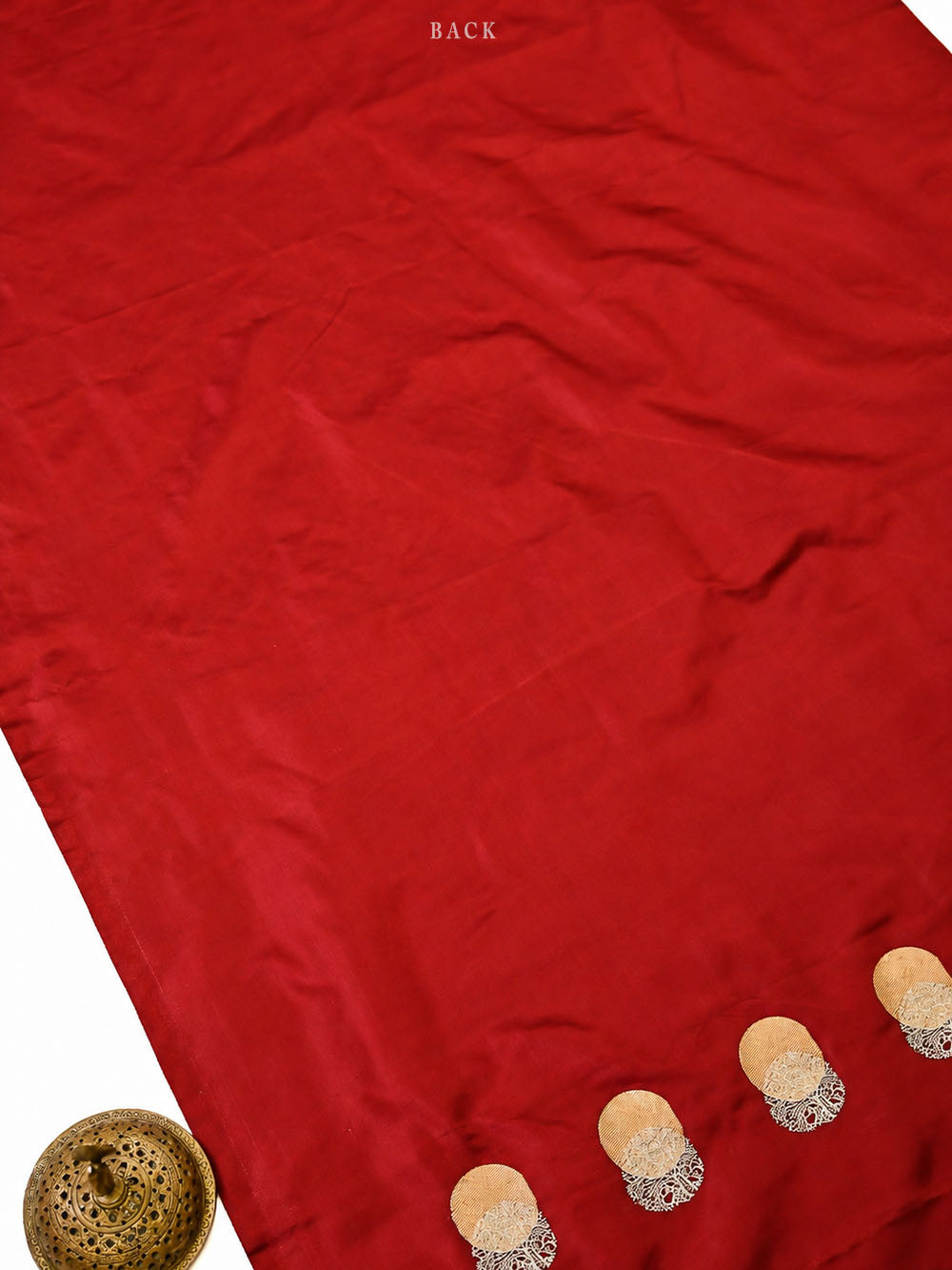 Red Sona Roopa Booti Satin Silk Handloom Banarasi Suit - Sacred Weaves