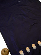 Dark Blue Black Sona Roopa Booti Satin Silk Handloom Banarasi Suit - Sacred Weaves