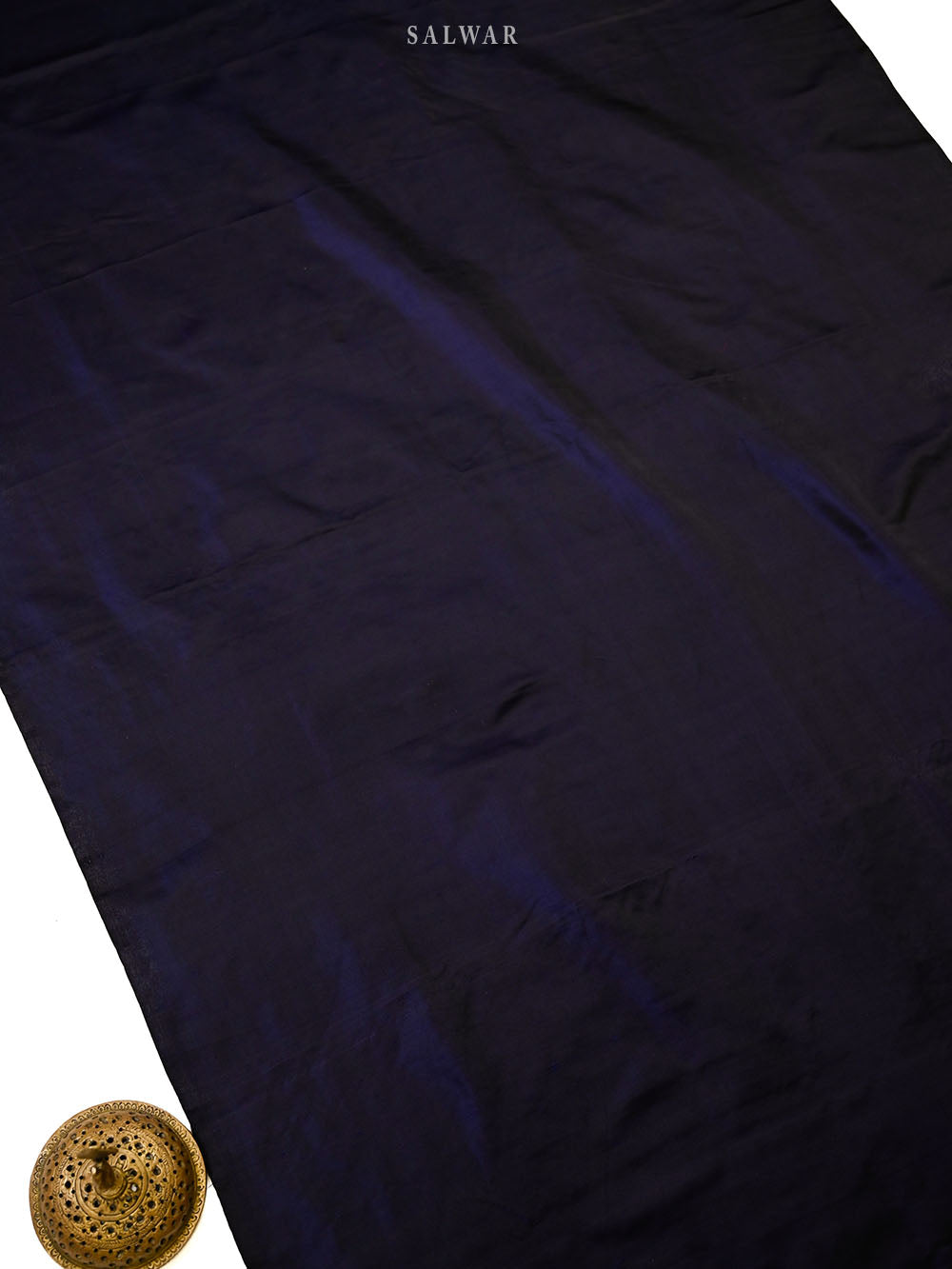 Dark Blue Black Sona Roopa Booti Satin Silk Handloom Banarasi Suit - Sacred Weaves