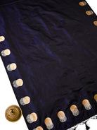 Dark Blue Black Sona Roopa Booti Satin Silk Handloom Banarasi Suit - Sacred Weaves