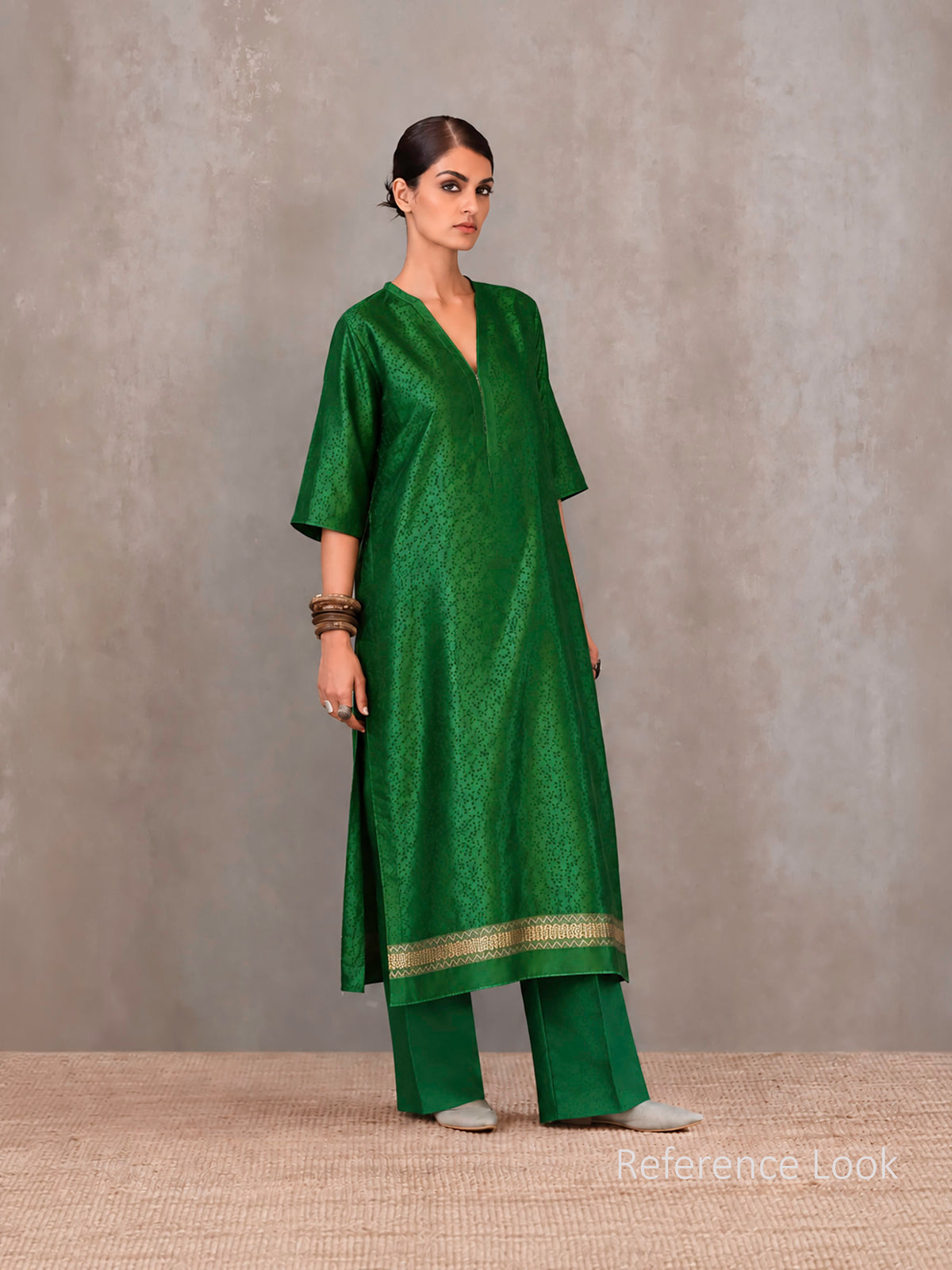 Bottle Green Satin Tanchoi Silk Handloom Banarasi Suit - Sacred Weaves