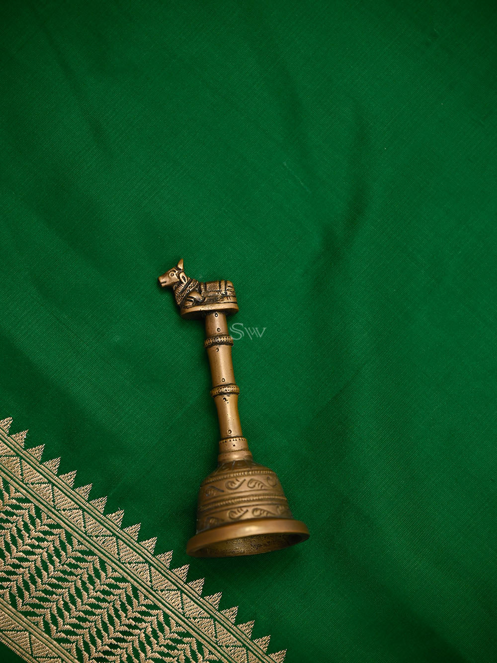 Bottle Green Satin Tanchoi Silk Handloom Banarasi Suit - Sacred Weaves