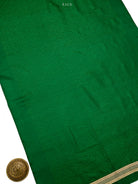 Bottle Green Satin Tanchoi Silk Handloom Banarasi Suit - Sacred Weaves