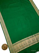 Bottle Green Satin Tanchoi Silk Handloom Banarasi Suit - Sacred Weaves
